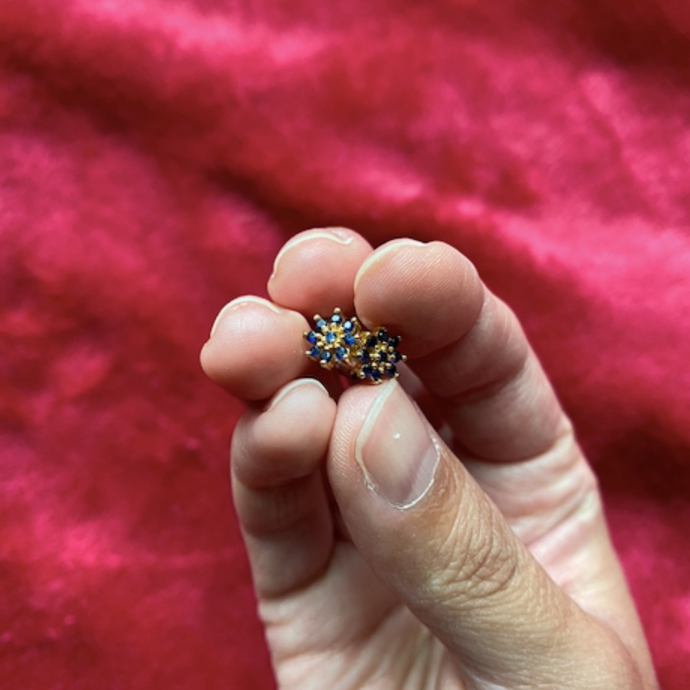 Beautiful blue gem stud earrings